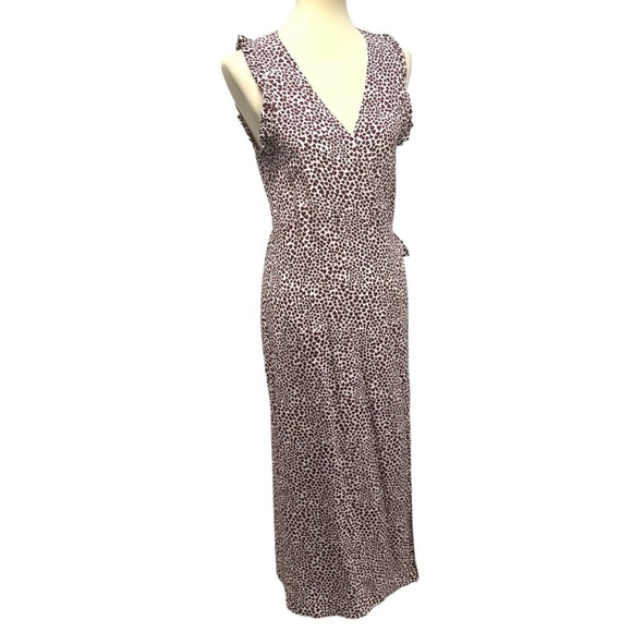 Anine Bing Leah Silk Heart Print White & Red True Wrap Midi Dress Women’s Large - Picture 11 of 14